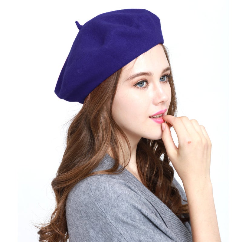 Angela & William Classic WW004 Winter 100% Wool Warm French Art Basque Beret Tam Beanie Hat Cap (Royal) - Image 1